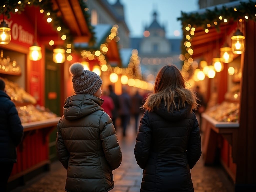 Dansk familie nyder britisk julemarked med lys og dekorationer