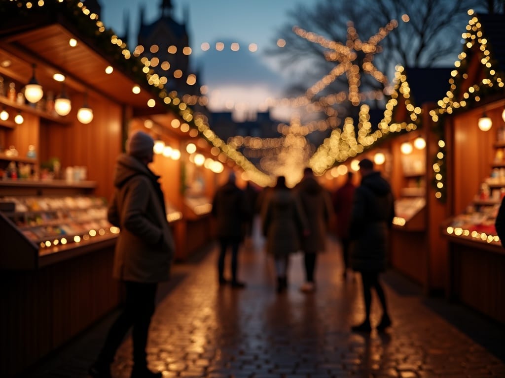 Dansk familie besøger julemarked i Storbritannien med festlige lys