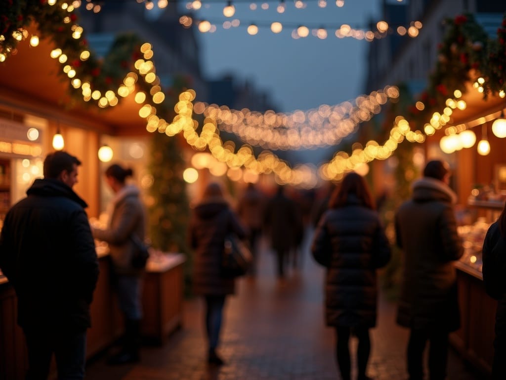 Dansk familie nyder julemarked i London med lys og dekorationer