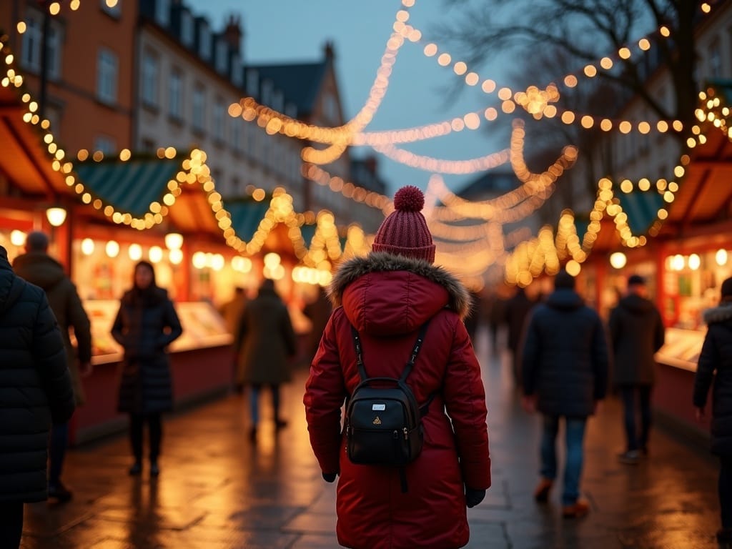 Dansk familie nyder julemarked i Storbritannien med festlige lys og julevarer
