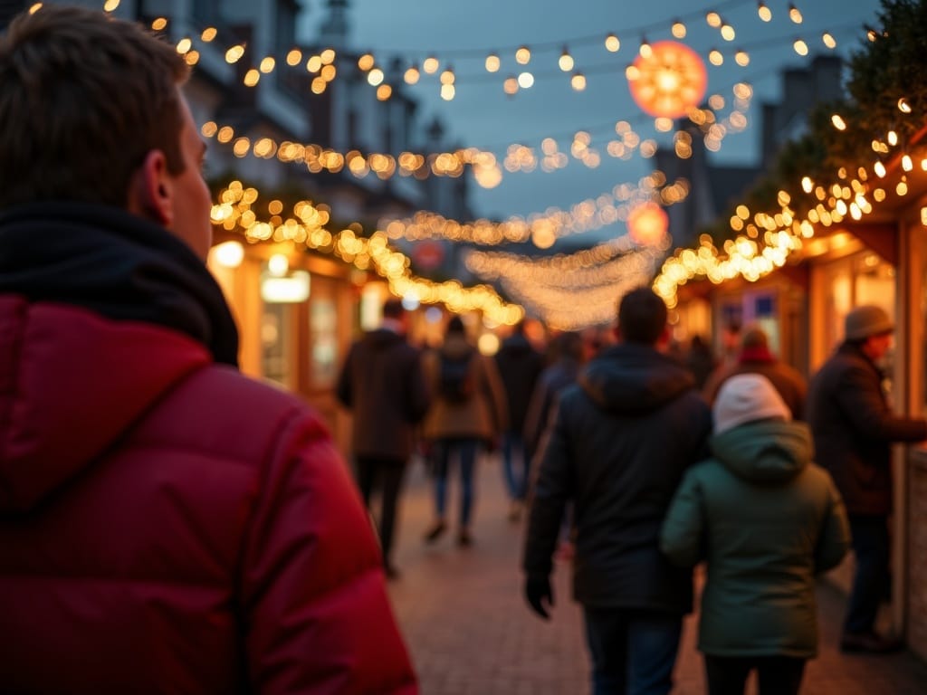 Dansk familie oplever julemarked i Cornwall med festlige lys og boder