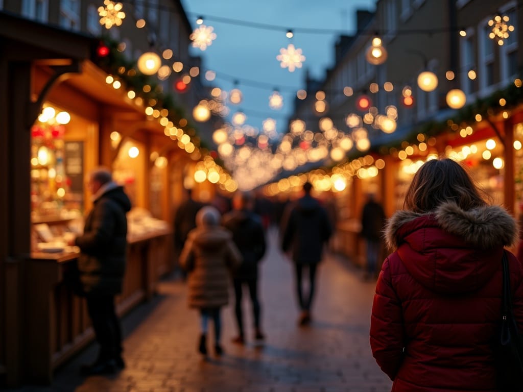 Dansk familie nyder julemarked i London med festlige lys og boder