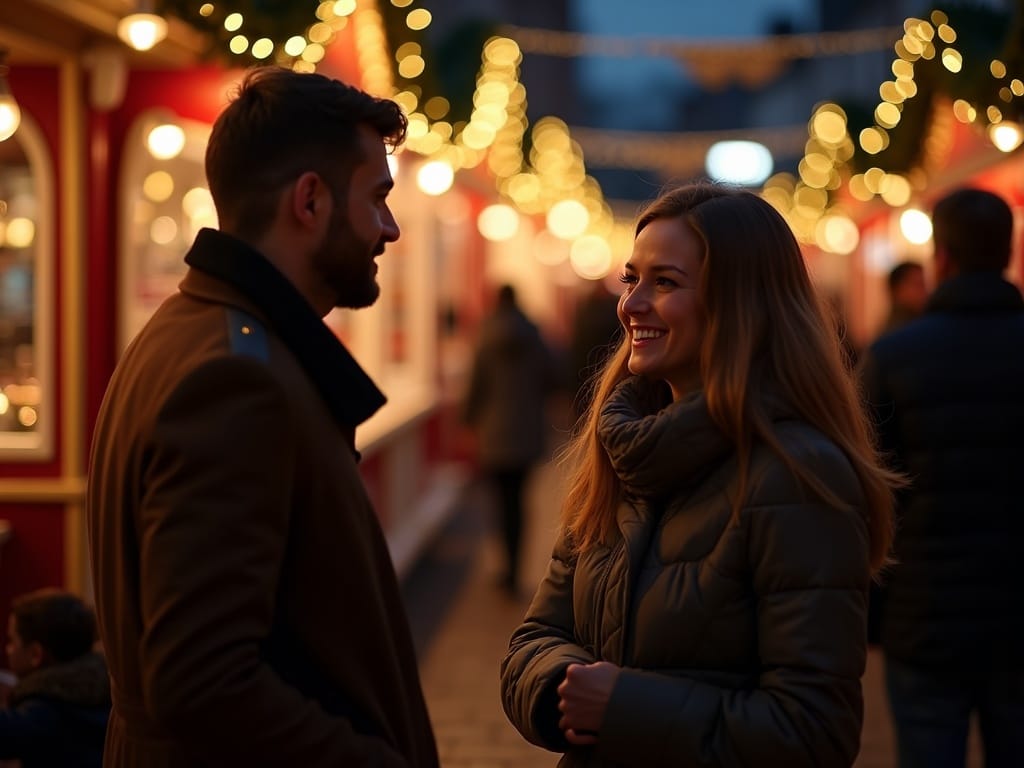 Dansk familie nyder julemarked i England med festlige lys og boder