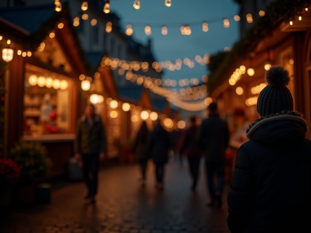 Dansk familie nyder aften på julemarked med lys og boder i Skotland