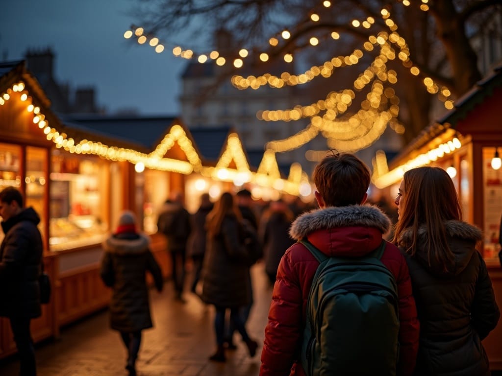 Dansk familie nyder julemarked i Storbritannien med lys og dekorationer