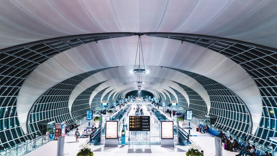 Explore the sleek design of Suvarnabhumi Airport international terminal