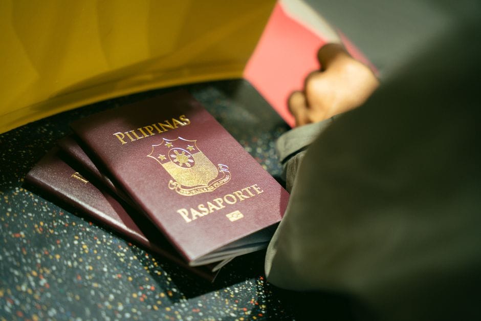 A close-up shot of passports at the immigration border control